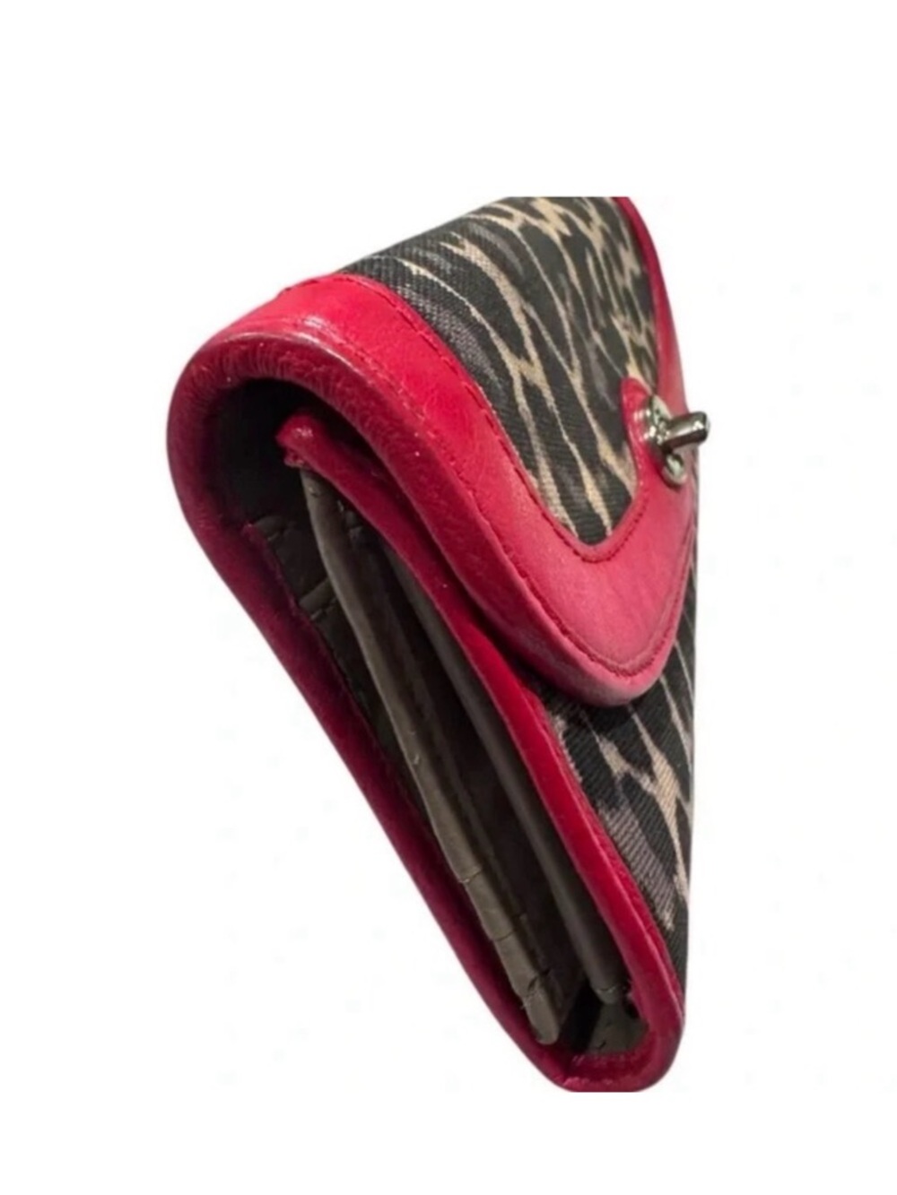 Coach Park Ocelot Print w/Red
Trim Bi-Fold Wallet with Turn Lock Closure - Picture 3 of 13